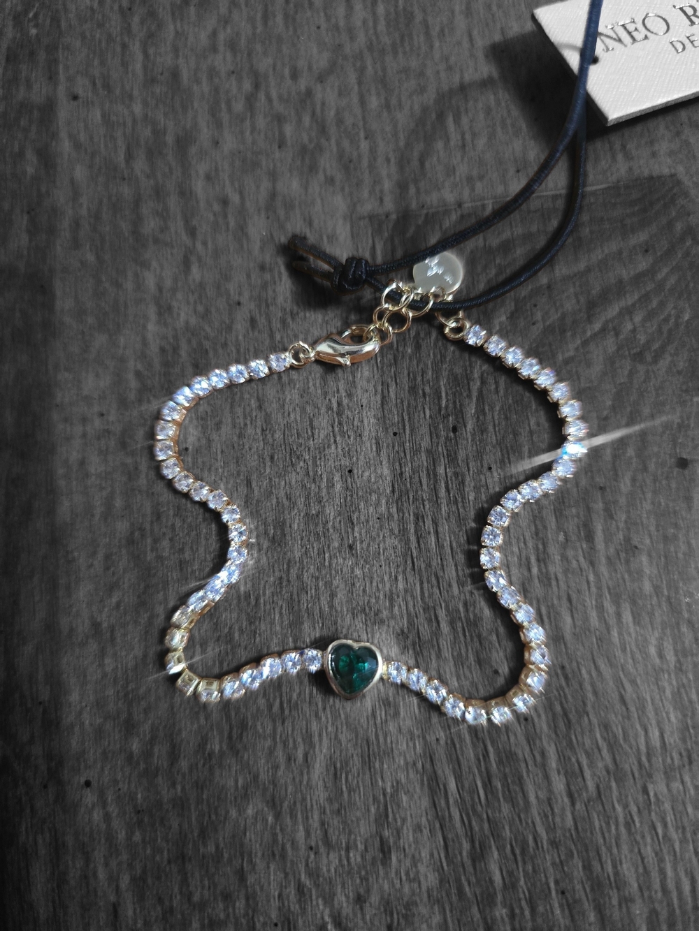 Emerald Heart Crystal Tennis Bracelet